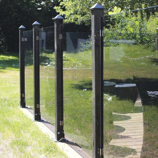 HORTUS Lasinen puutarha-aita, setti: 1 x 100x100cm, 2 x tolppa, 2 x hattu