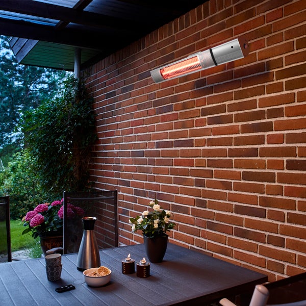 HORTUS Terassil&auml;mmitin sein&auml;malli 500/1000/1500 W, GT, 51 cm, alumiini, kaukos&auml;&auml;timell&auml;, hopea