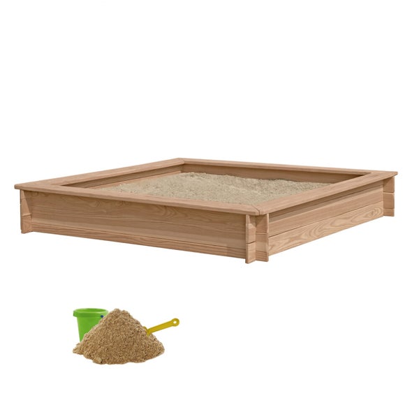 NORDIC PLAY Hiekkalaatikko, lehtikuusi, 150 x 150 cm sis. 240 kg hiekkaa