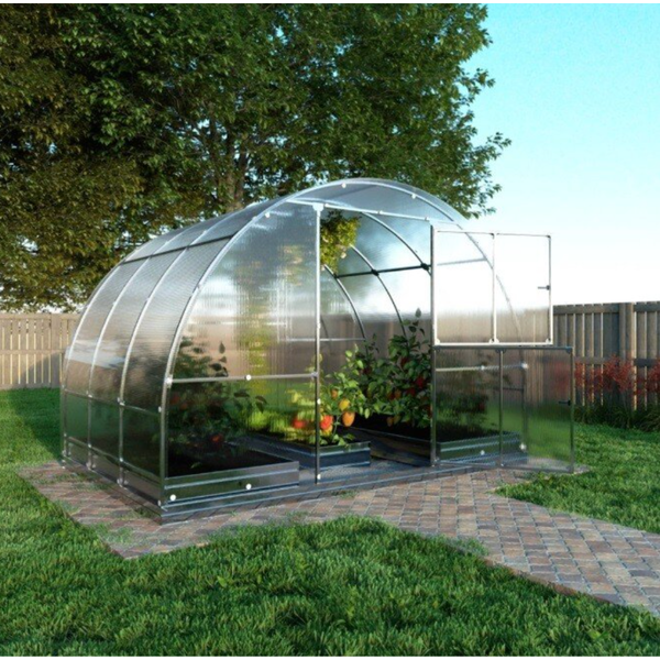 Kasvihuone KLASIKA TUBE 3 &times; 2 m (6 m&sup2;), perustuksilla ja 6 mm polykarbonaattikatteella