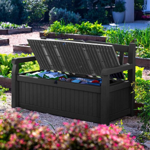 KETER Puutarhapenkki s&auml;ilytyslaatikolla - EDEN GARDEN BENCH 265 L, harmaa