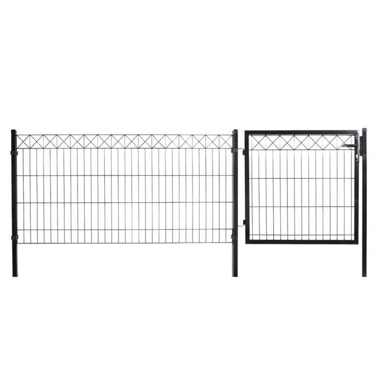 Elementtiaidan portti, musta, X -koriste yl&auml;reunassa, 1000 x 1000 mm