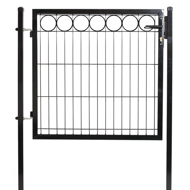 Elementtiaidan portti, musta, O -koriste yl&auml;reunassa, 1000 x 1000 mm