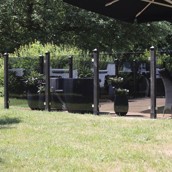 HORTUS Lasinen puutarha-aita, setti: 3 x 100x100cm, 4 x tolppa, 4 x hattu