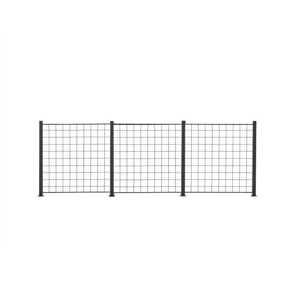 3 paneelia HORTUS s&auml;leikk&ouml;&auml; 100 x 100 cm, musta, mukana 4 kpl 108cm alumiinitolppaa
