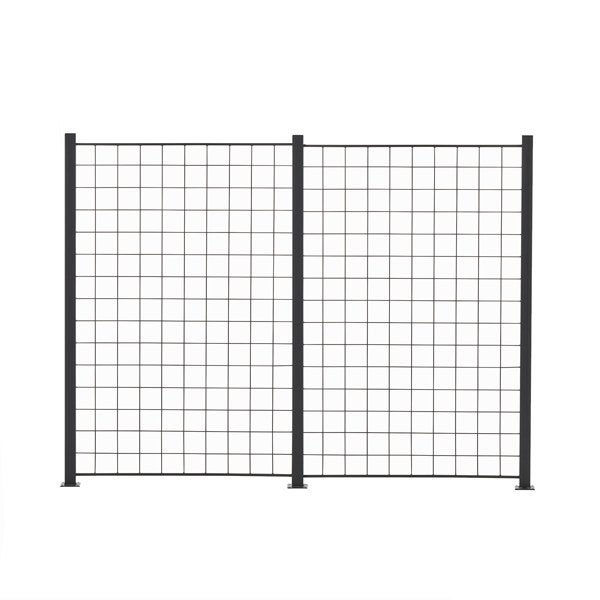 2 paneelia HORTUS s&auml;leikk&ouml;&auml; 150 x 100 cm, musta, mukana 3 kpl 158cm alumiinitolppaa