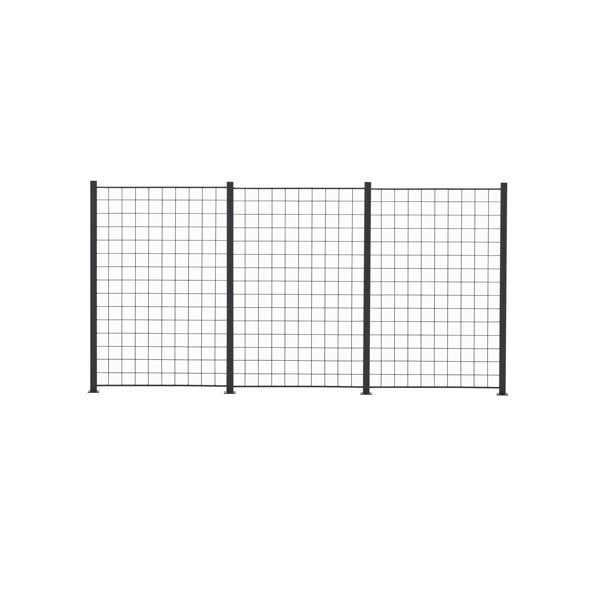 3 paneelia HORTUS s&auml;leikk&ouml;&auml; 150 x 100 cm, musta, mukana 4 kpl 158cm alumiinitolppaa