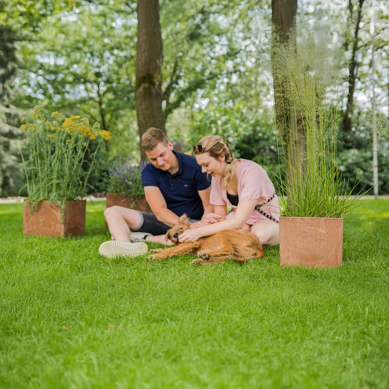 Maud neli&ouml;ruukku art stone - Oak Setti, jossa 3 eri kokoa