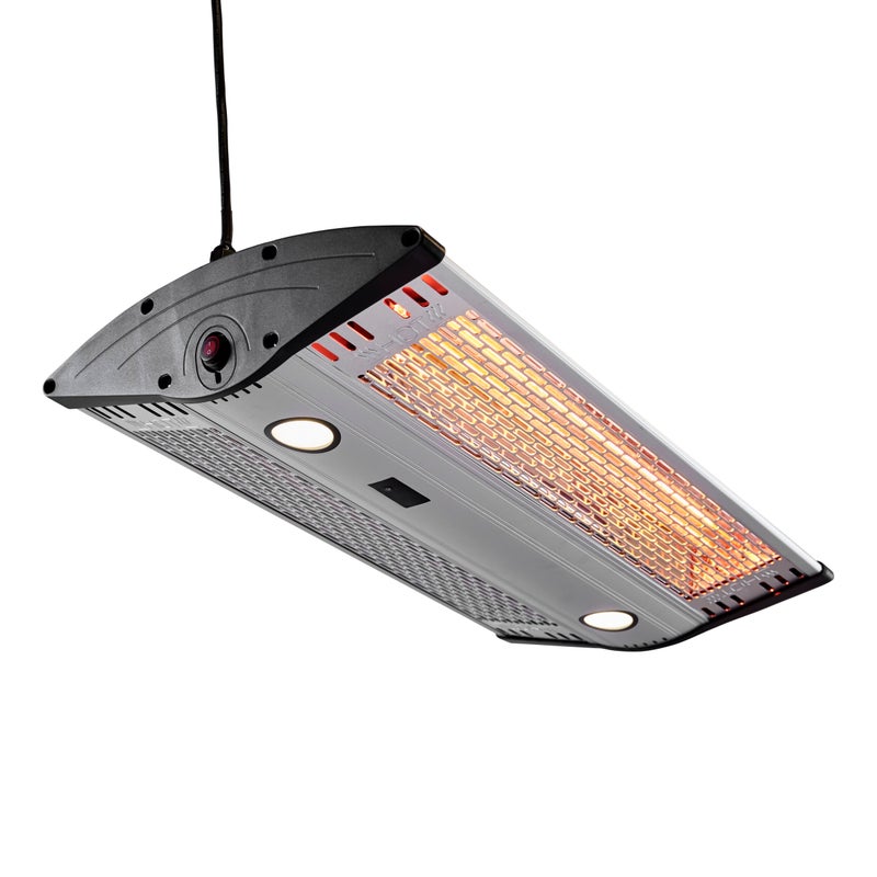 HORTUS Terassil&auml;mmitin ripustettava 1000/2000 W, GT, kaukos&auml;&auml;timell&auml;, hopea