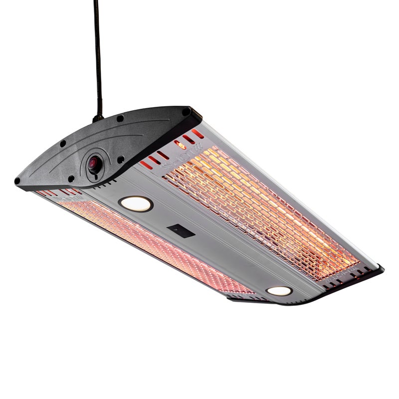 HORTUS Terassil&auml;mmitin ripustettava 1000/2000 W, GT, kaukos&auml;&auml;timell&auml;, hopea