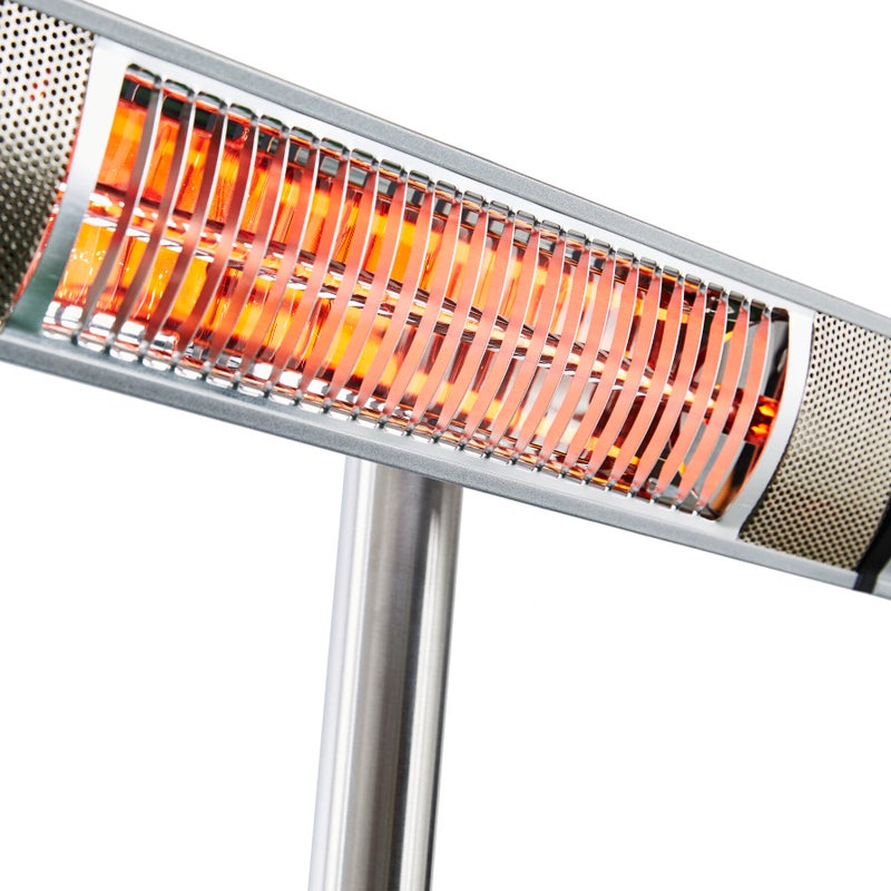 HORTUS Terassil&auml;mmitin 500/1000/1500W lattiamalli, kaukos&auml;&auml;din, RGT, hopea