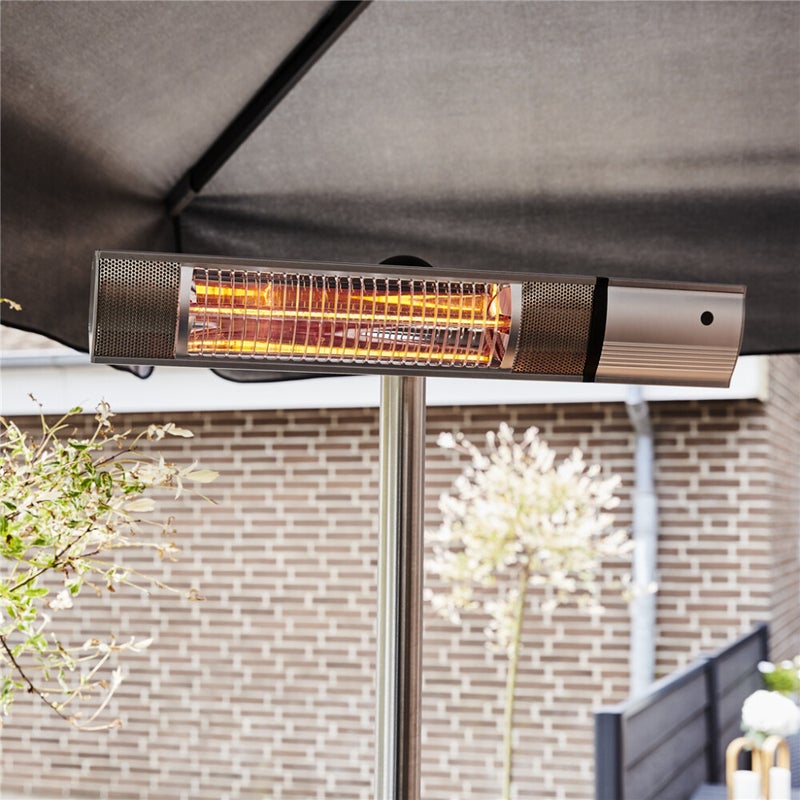 HORTUS Terassil&auml;mmitin 500/1000/1500W lattiamalli, kaukos&auml;&auml;din, RGT, hopea