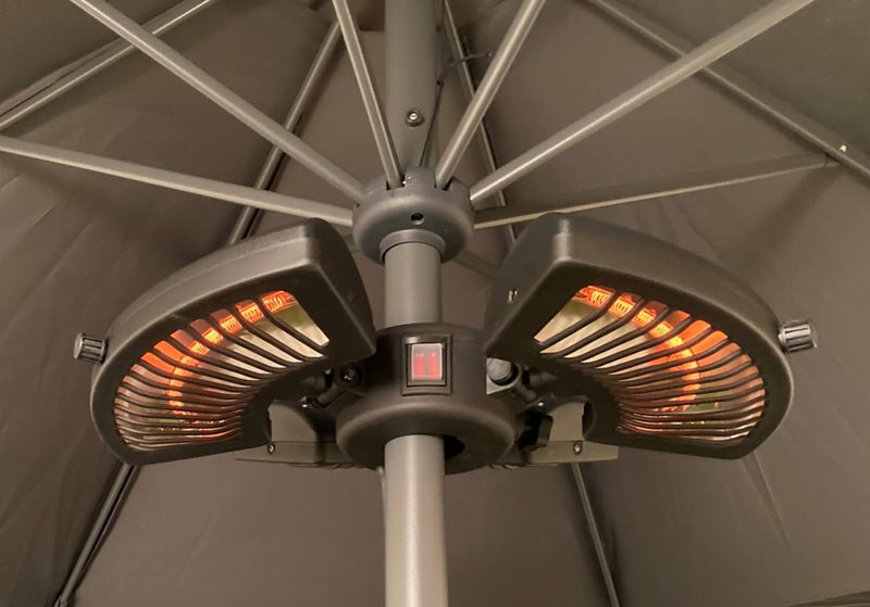 Terassil&auml;mmitin aurinkovarjoon 800/1600/2400 W HORTUS, musta