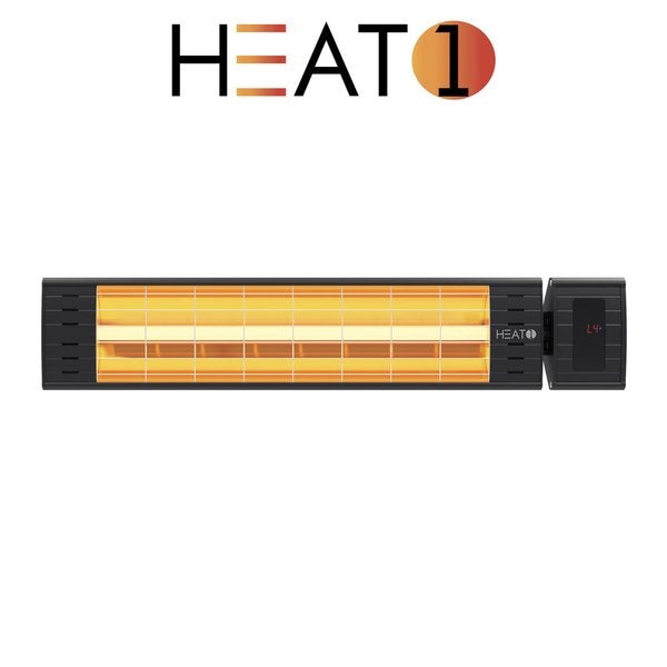 Terassil&auml;mmitin sein&auml;asennus 2300W kaukos&auml;&auml;timell&auml; Heat1, musta