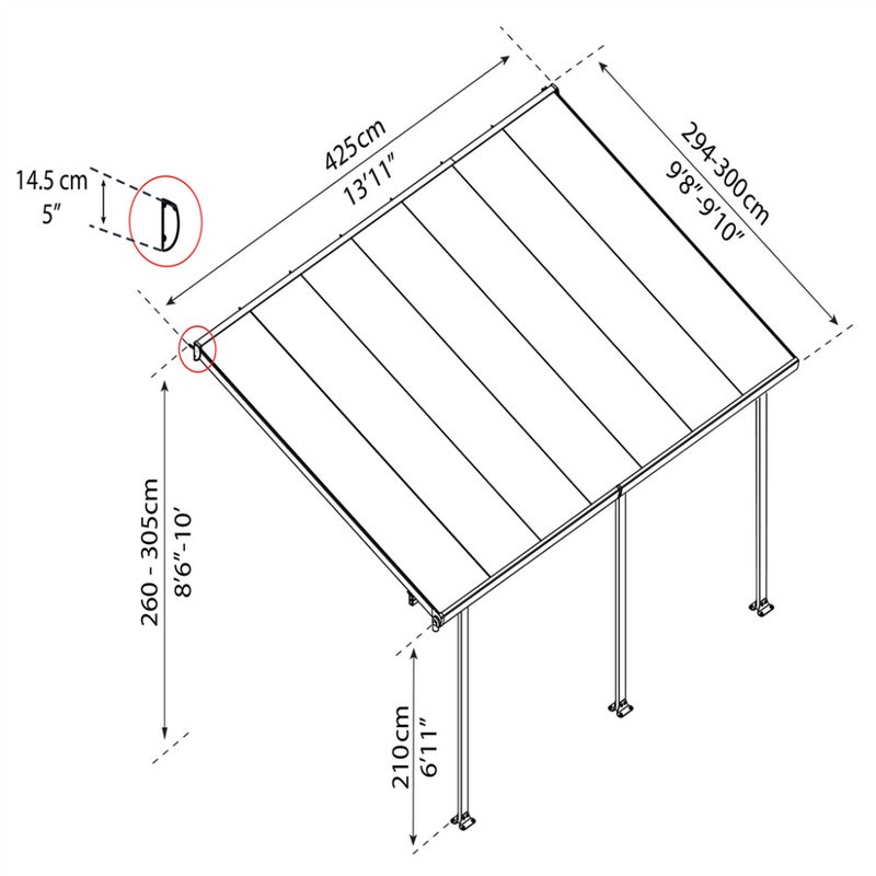 Palram - Canopia Feria terassikatos 12,5 m2, valkoinen