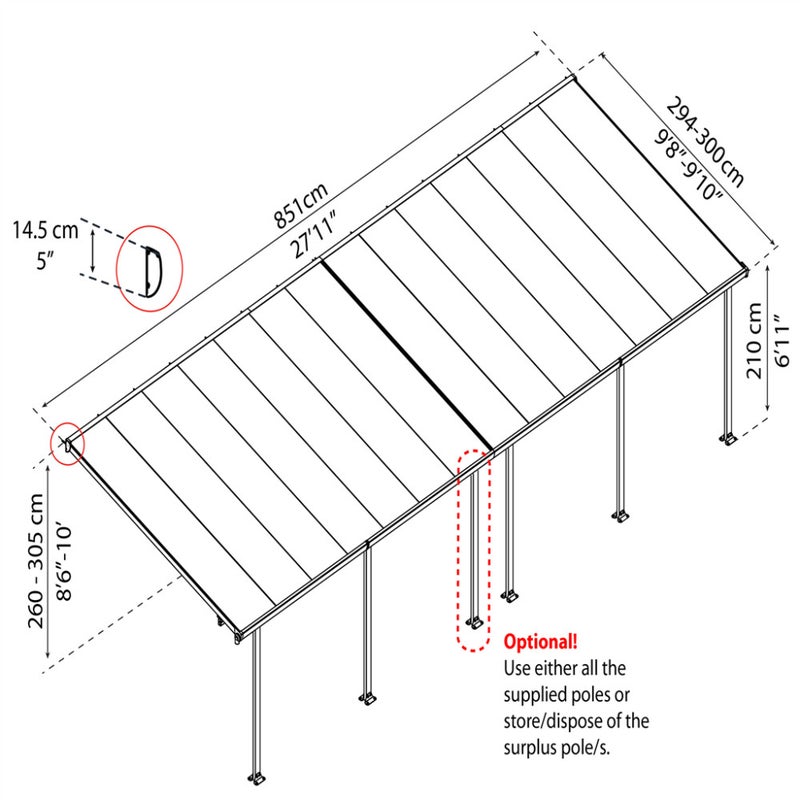 Palram - Canopia Feria terassikatos 25,1 m2, antrasiitti