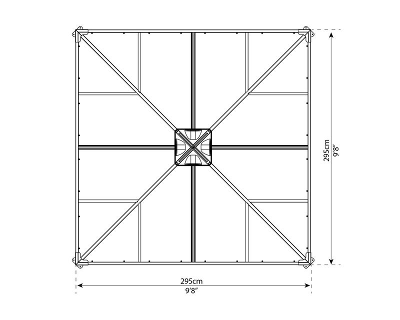 Palram - Canopia Ledro 3000 suljettu puutarhapaviljonki, antrasiitti