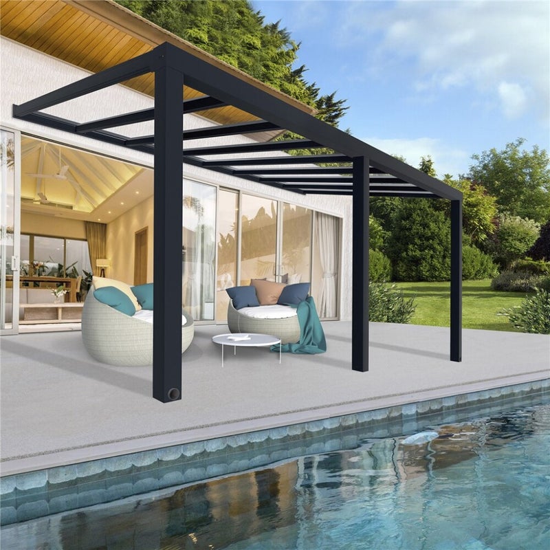 Palram - Canopia STOCKHOLM terassikatos 3.4 x 5.9 m, antrasiitti Sis. Kattokaihtimet