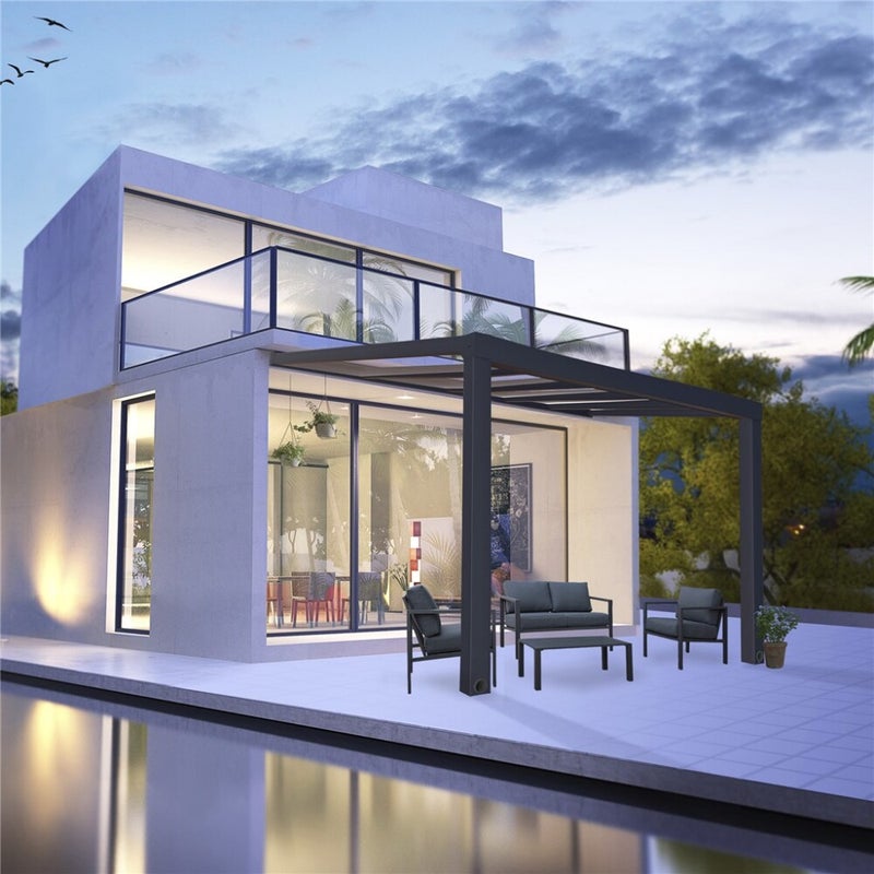 Palram - Canopia STOCKHOLM terassikatos 3.4 x 3.7 m, antrasiitti Sis. Kattokaihtimet