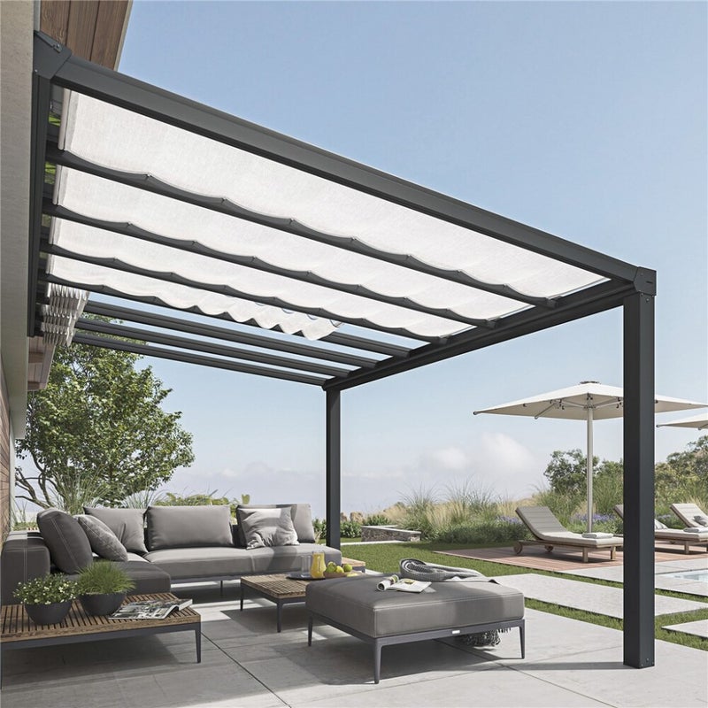 Palram - Canopia STOCKHOLM terassikatos 3.4 x 5.2 m, antrasiitti Sis. Kattokaihtimet