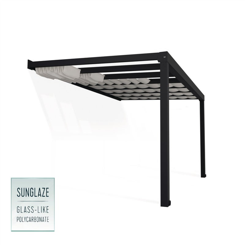 Palram - Canopia STOCKHOLM terassikatos 3.4 x 5.2 m, antrasiitti Sis. Kattokaihtimet