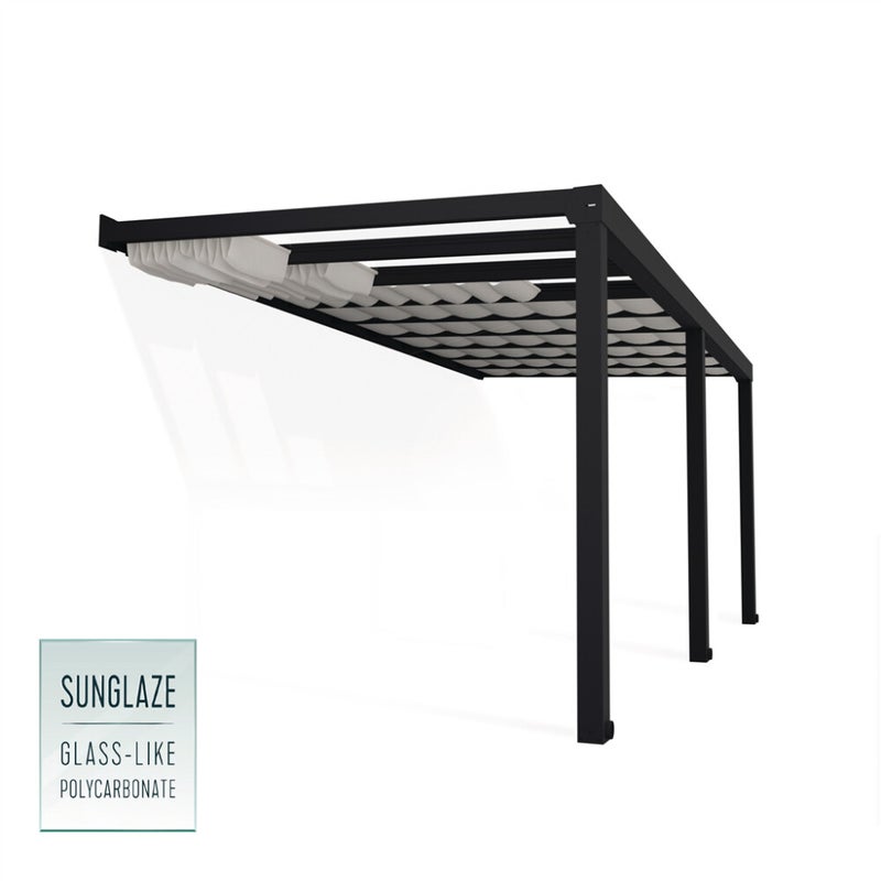 Palram - Canopia STOCKHOLM terassikatos 3.4 x 6.6 m, antrasiitti Sis. Kattokaihtimet
