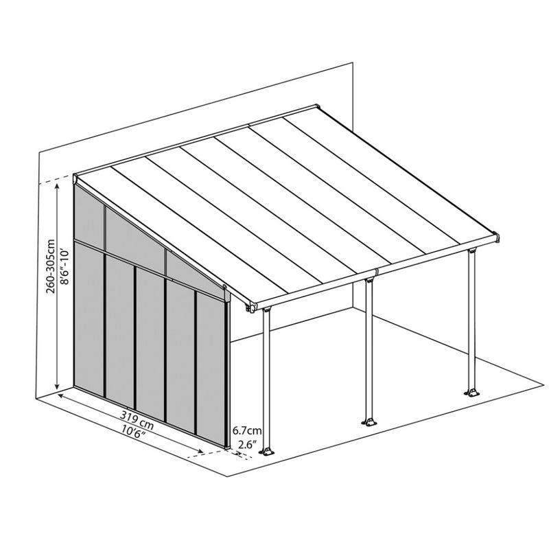 Palram - Canopia Feria Sivusein&auml; 4m antrasitti