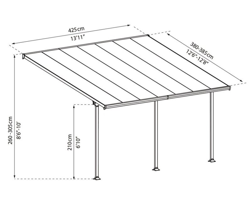 Palram - Canopia Feria terassikatos 4x4,2 m, antrasitti