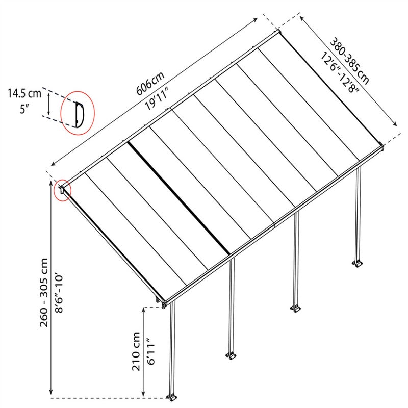 Palram - Canopia Feria terassikatos 4x6,06 m, valkoinen