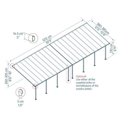 Terassikatos Feria 4 x 12,12 m, antrasiitti Palram - Canopia