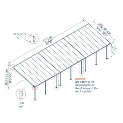 Terassikatos Feria 4 x 12,76 m, valkoinen Palram - Canopia