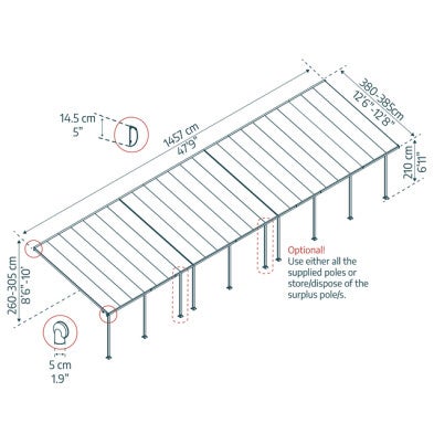 Terassikatos Feria 4 x 14,56 m, valkoinen Palram - Canopia