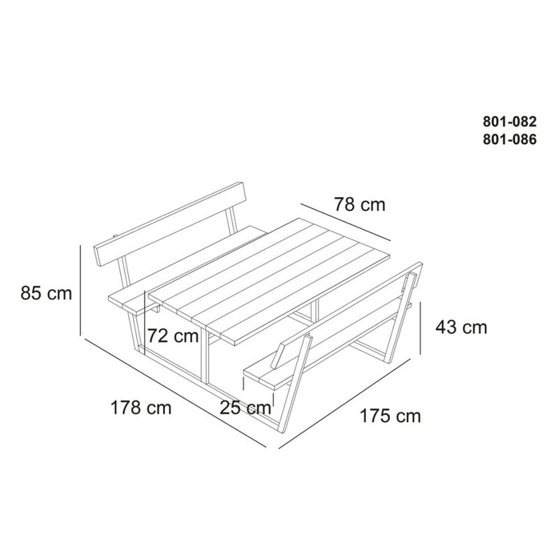 HORTUS P&ouml;yt&auml;/penkki -setti, "SIF" musta galvanoitu runko