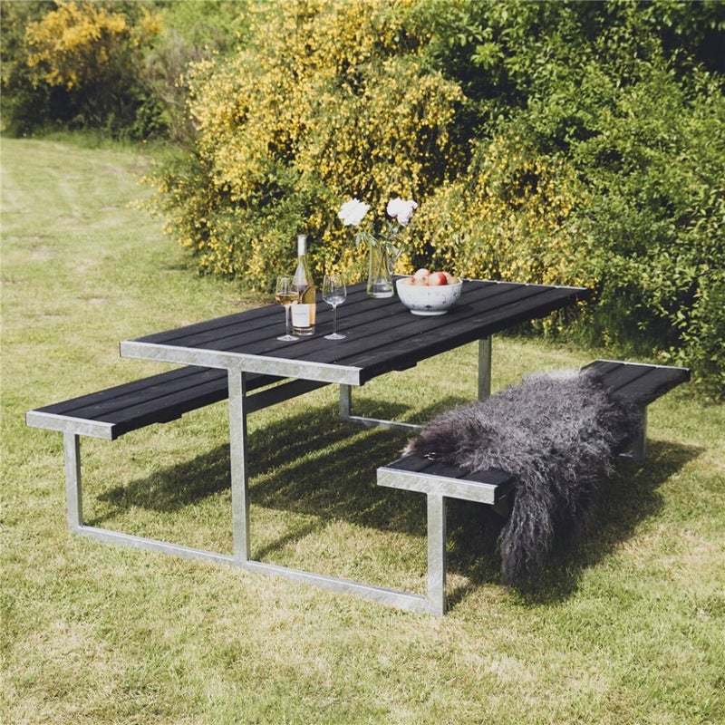 HORTUS P&ouml;yt&auml;/penkki -setti, "LOKE" musta galvanoitu runko