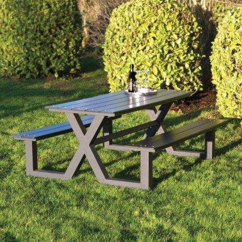 P&ouml;yt&auml; ja penkki yhdistelm&auml; X-malli musta nonwood ja antrasiittikehys