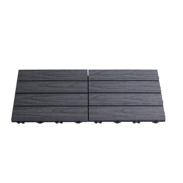 Terassilaatta komposiittia 30 x 30 cm 4 kpl., antrasiitinharmaa HORTUS