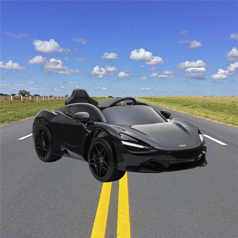 McLaren 720S s&auml;hk&ouml;auto 12V kumipintaisilla renkailla ja nahkaistuimella, musta NORDIC PLAY Speed