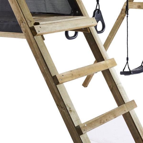 Keinuteline kiipeilymoduulilla, vihre&auml; liukum&auml;ki, keinuistun ja trapetsikeinu NORDIC PLAY Active