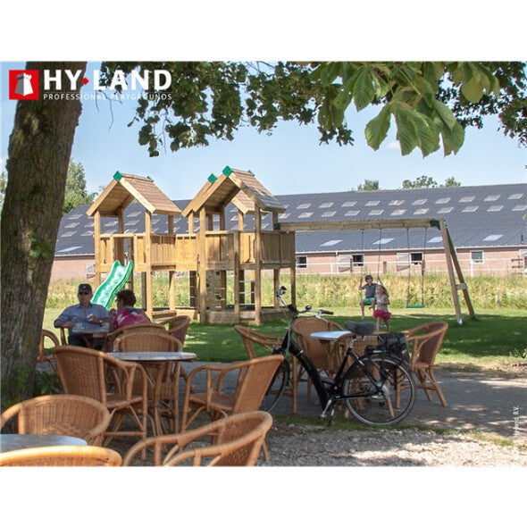 HY-LAND, malli 8 ja keinumoduuli, sis&auml;lt&auml;&auml; puuosat