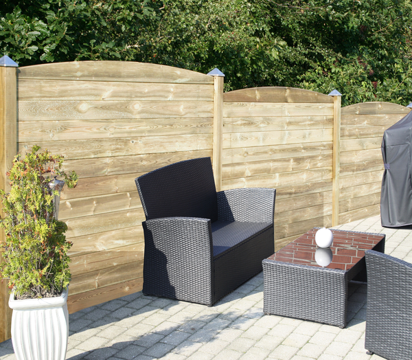 HORTUS 170 cm korkea, kolmen paneelin mittainen ponttilauta-aitasetti, kaareva yl&auml;osa