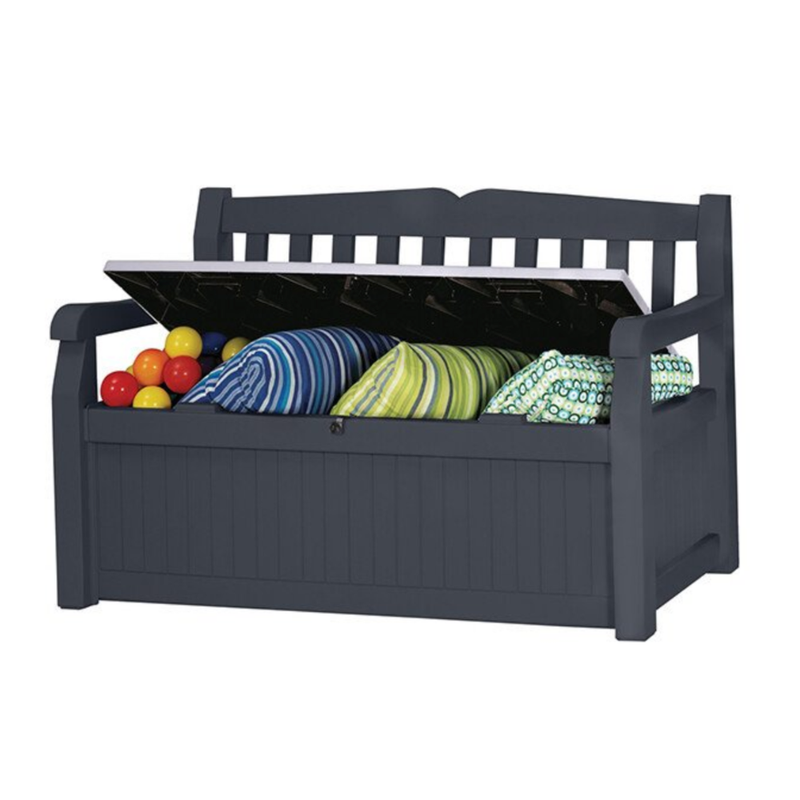 KETER Puutarhapenkki s&auml;ilytyslaatikolla - EDEN GARDEN BENCH 265 L, harmaa